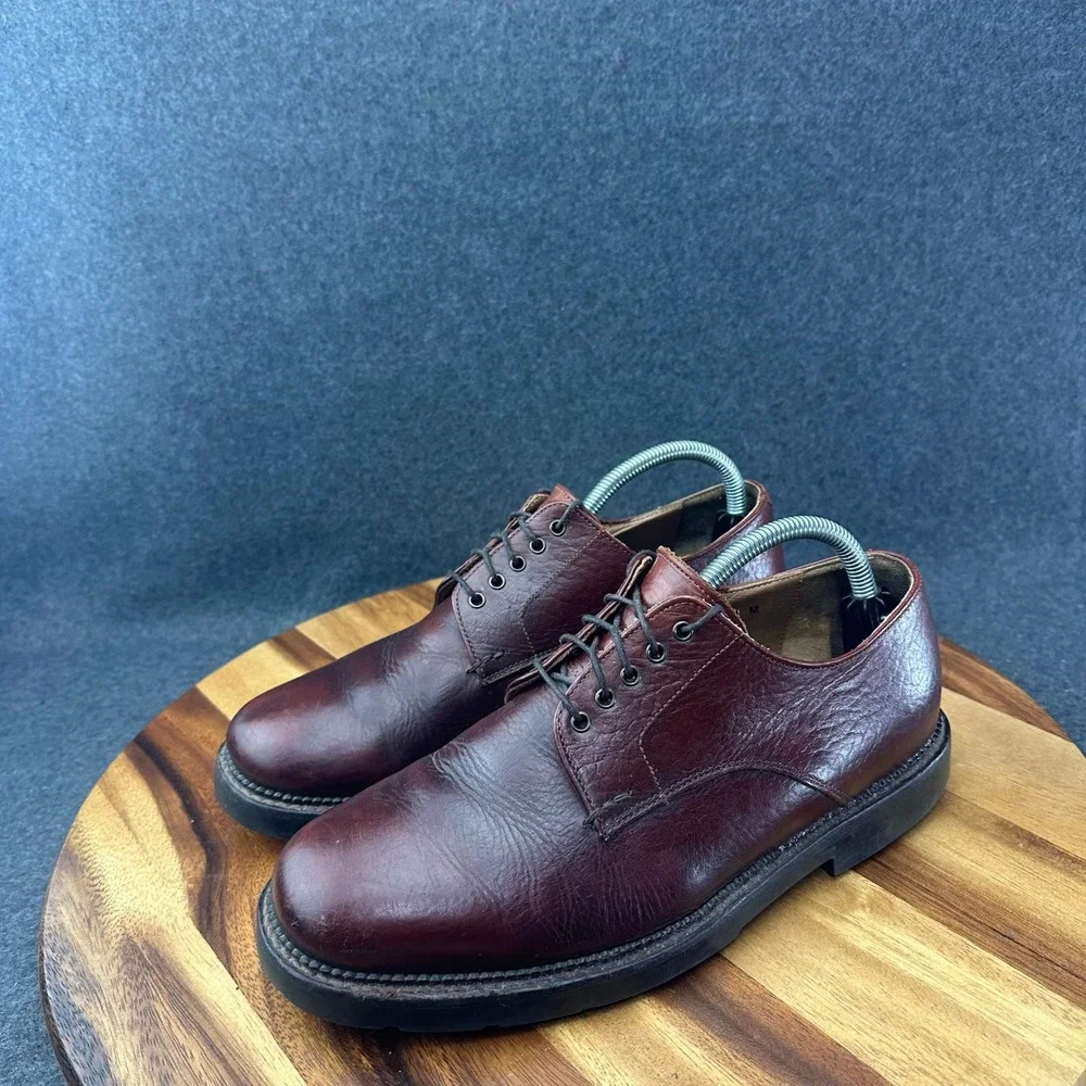 H.S. Trask & Co Mens 1101 Burgundy Bison Leather Derby Shoes Size 9 M USA Made